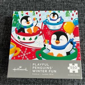 NIB Hallmark Twirly Penguins 550 Piece Puzzle